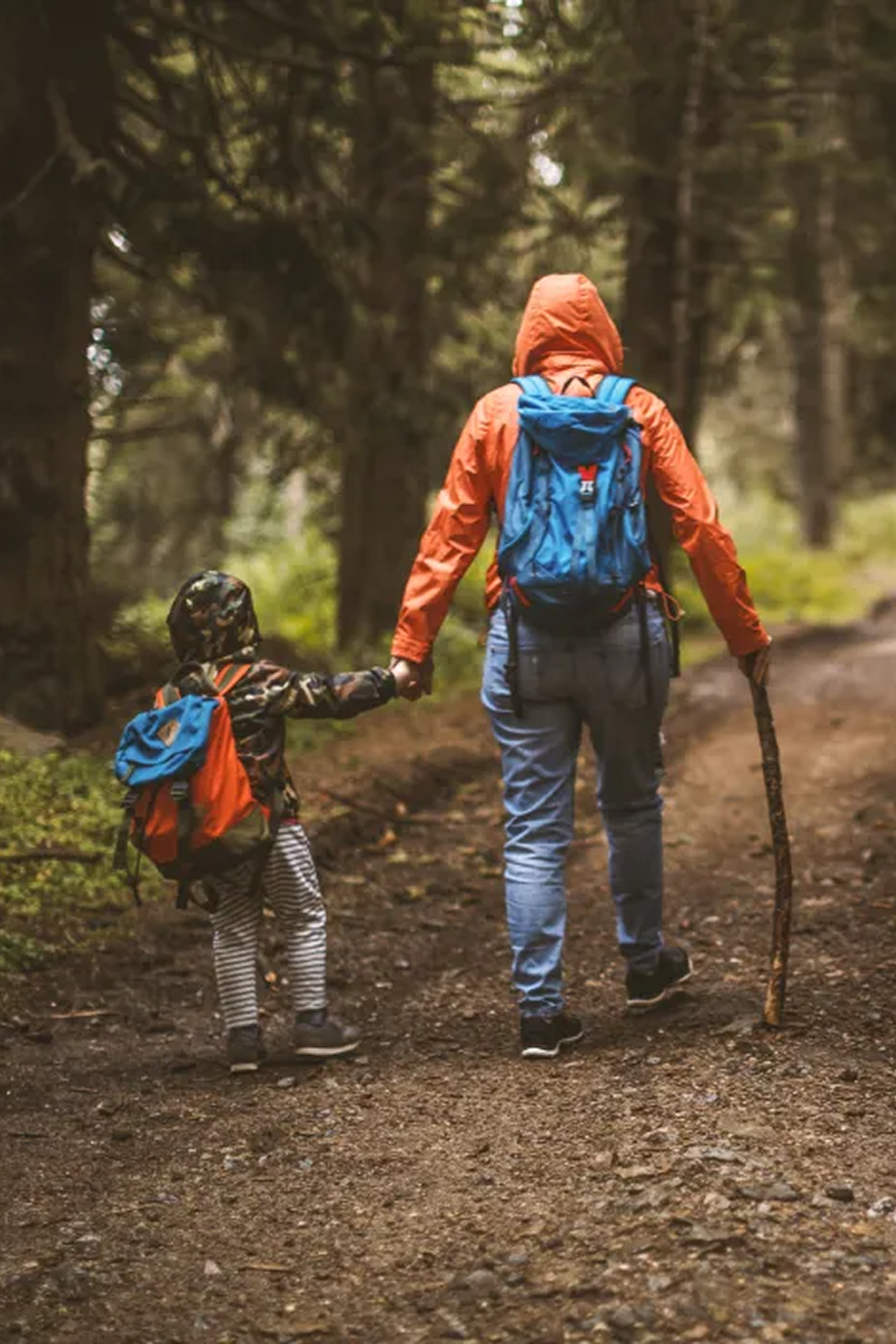 Family hunting together at sunrise